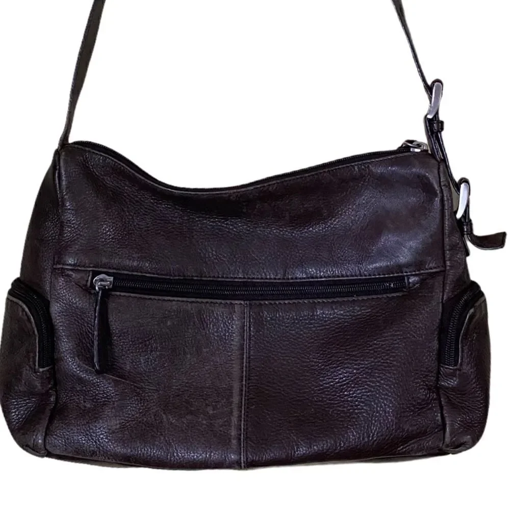 Vintage Stone Mountain Brown Leather Shoulder Bag